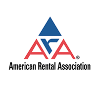 Logo of the American Rental Association featuring a blue triangle above the red letters ARA, with American Rental Association written below in black text on a white background.