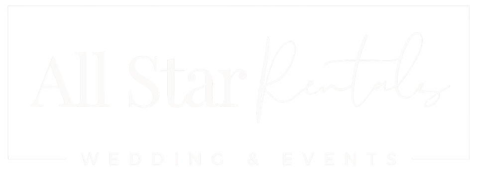 A light gray logo with the text All Star Rentals in large letters and Wedding & Events in smaller letters below.