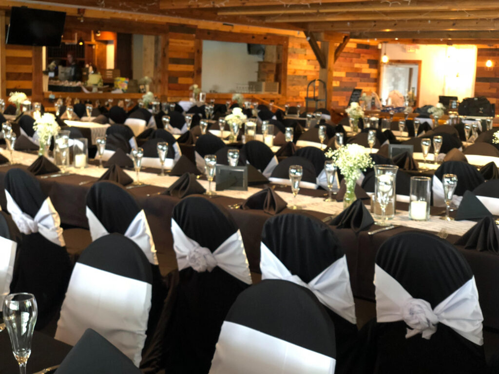wedding tables, chairs and linens